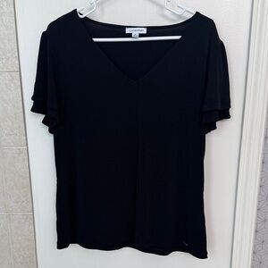 Calvin Klein Black Short Sleeve V-Neck Top